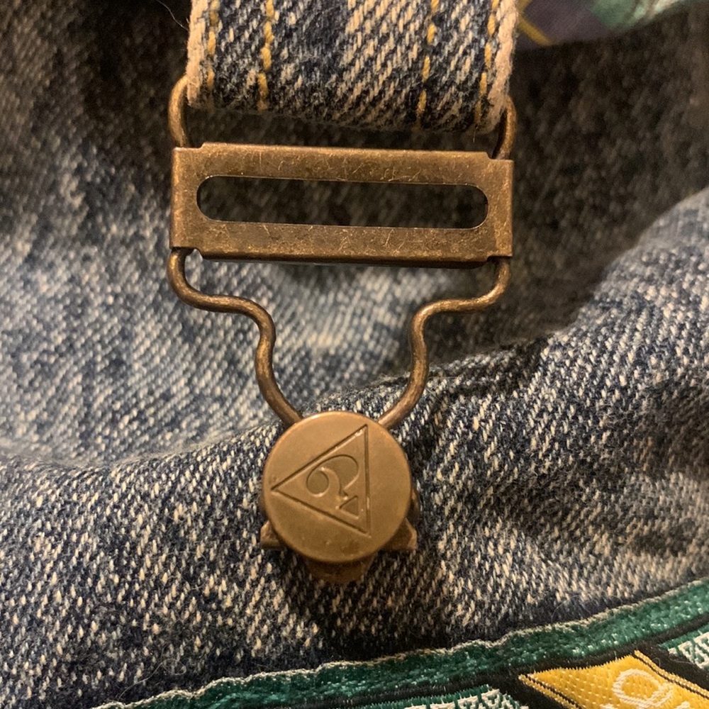 Vintage Guess Denim Drawstring Backpack - image 3